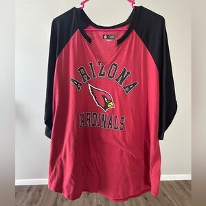 NWOT SIZE 2 2X WOMENS ARIZONA CARDINALS FOOTBALL 🏈 TEE SHIRT NFL 3/4 SLEEVES
